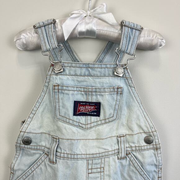 Vintage Old Navy Light Wash Blue Jean Overalls 6-12 Months - Picture 2 of 8